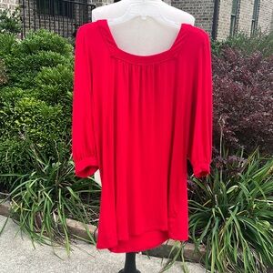 Comfy Red Top Long Womens Knit Shirt Large